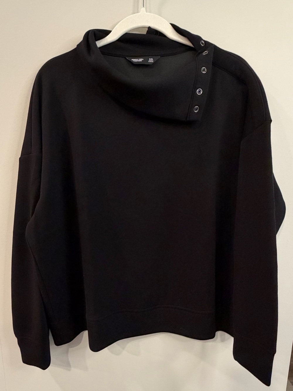Simply Vera Vera Wang Black Snap-Shoulder Scuba knit Sweater